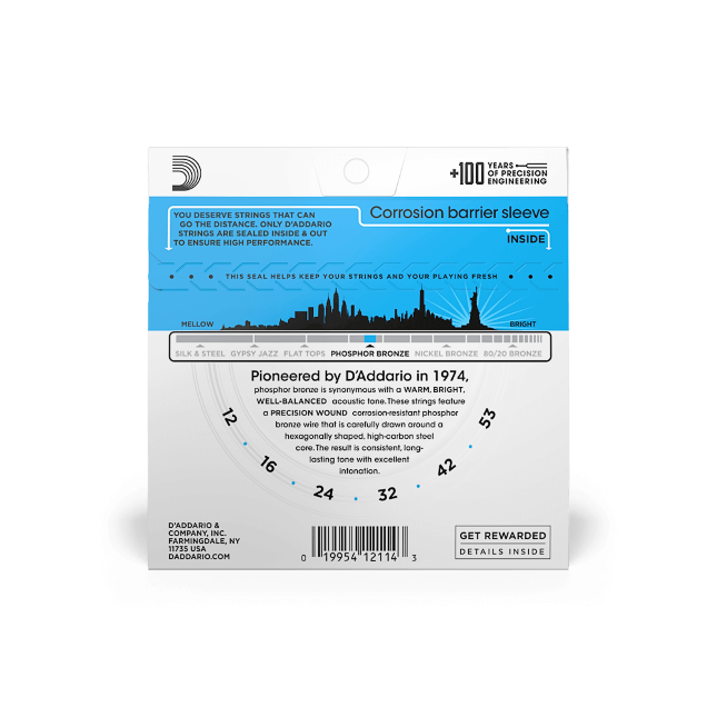 D'Addario Light Phosphor Bronze Strings EJ16