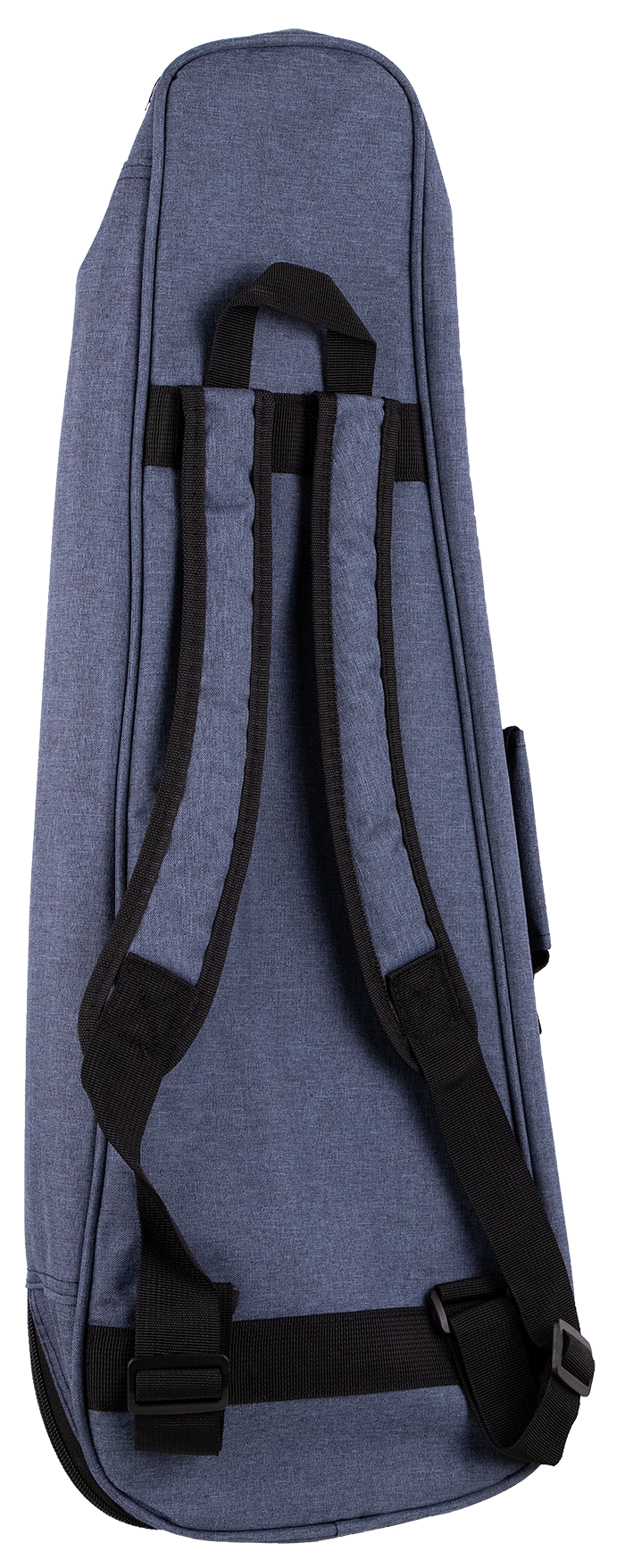 A blue ukulele gig bag with backpack straps