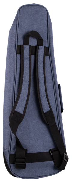 A blue ukulele gig bag with backpack straps