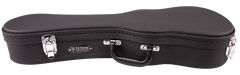 A black soprano ukulele case with Teton Guitars branding on a white background